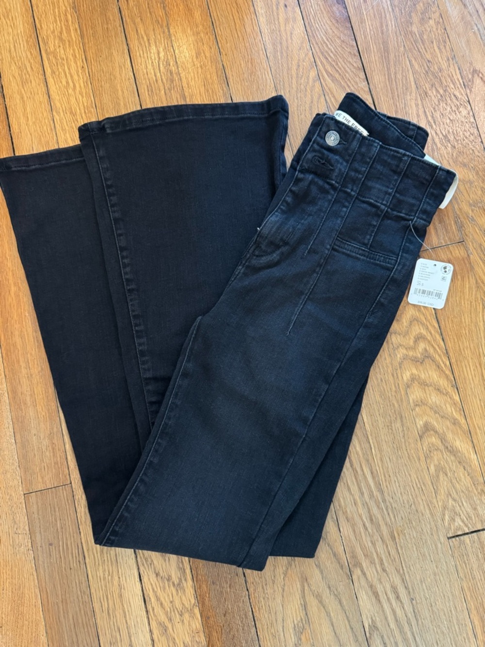Free People Black High-Rise Wide Leg Jeans